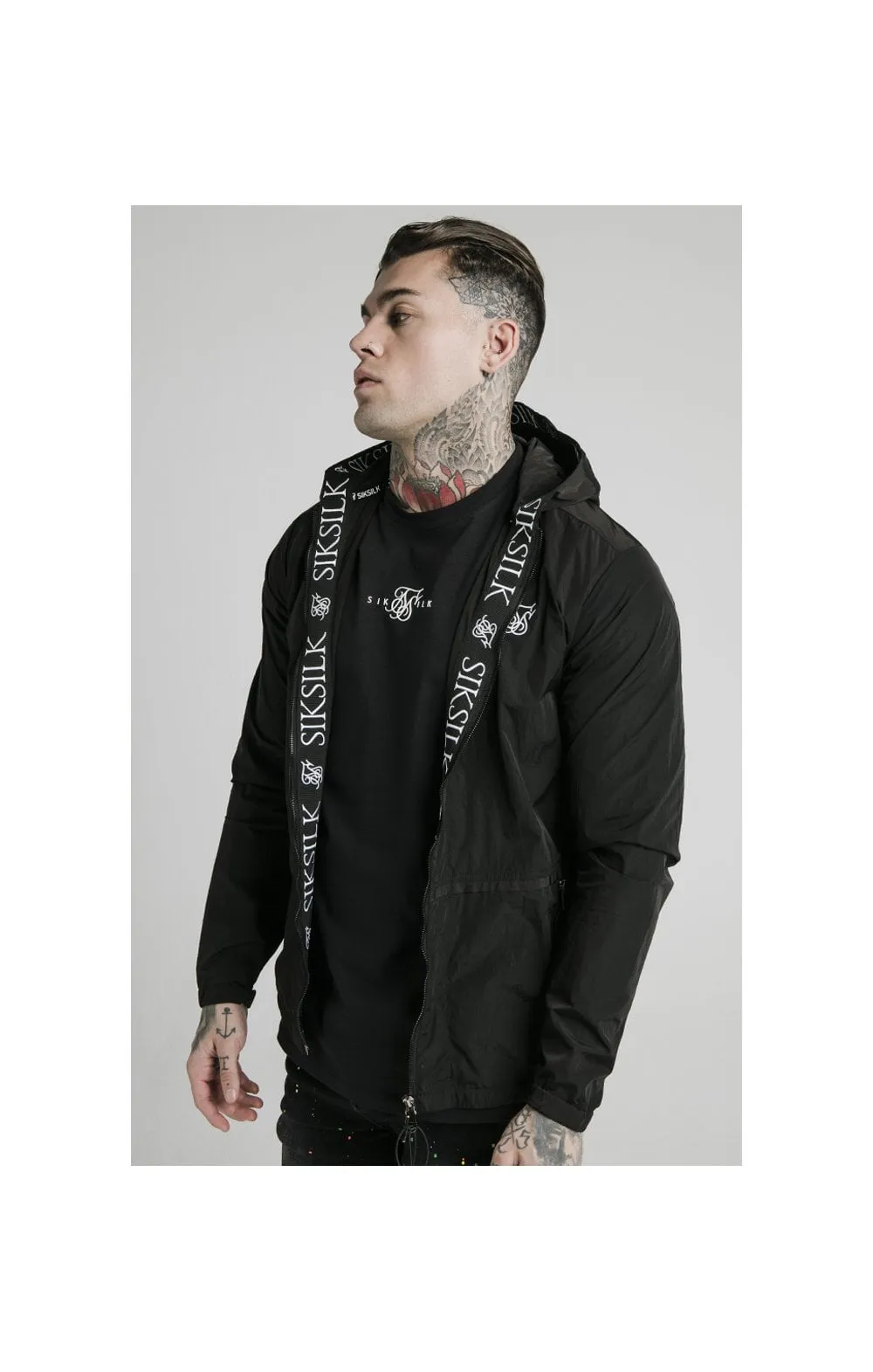 SikSilk Zip Through Windbreaker Jacket - Black sold by Siksilk