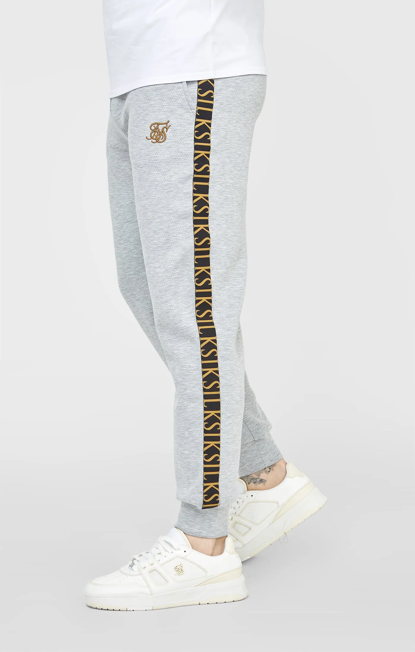 Grey Marl Fitted Track Pant sold by Siksilk
