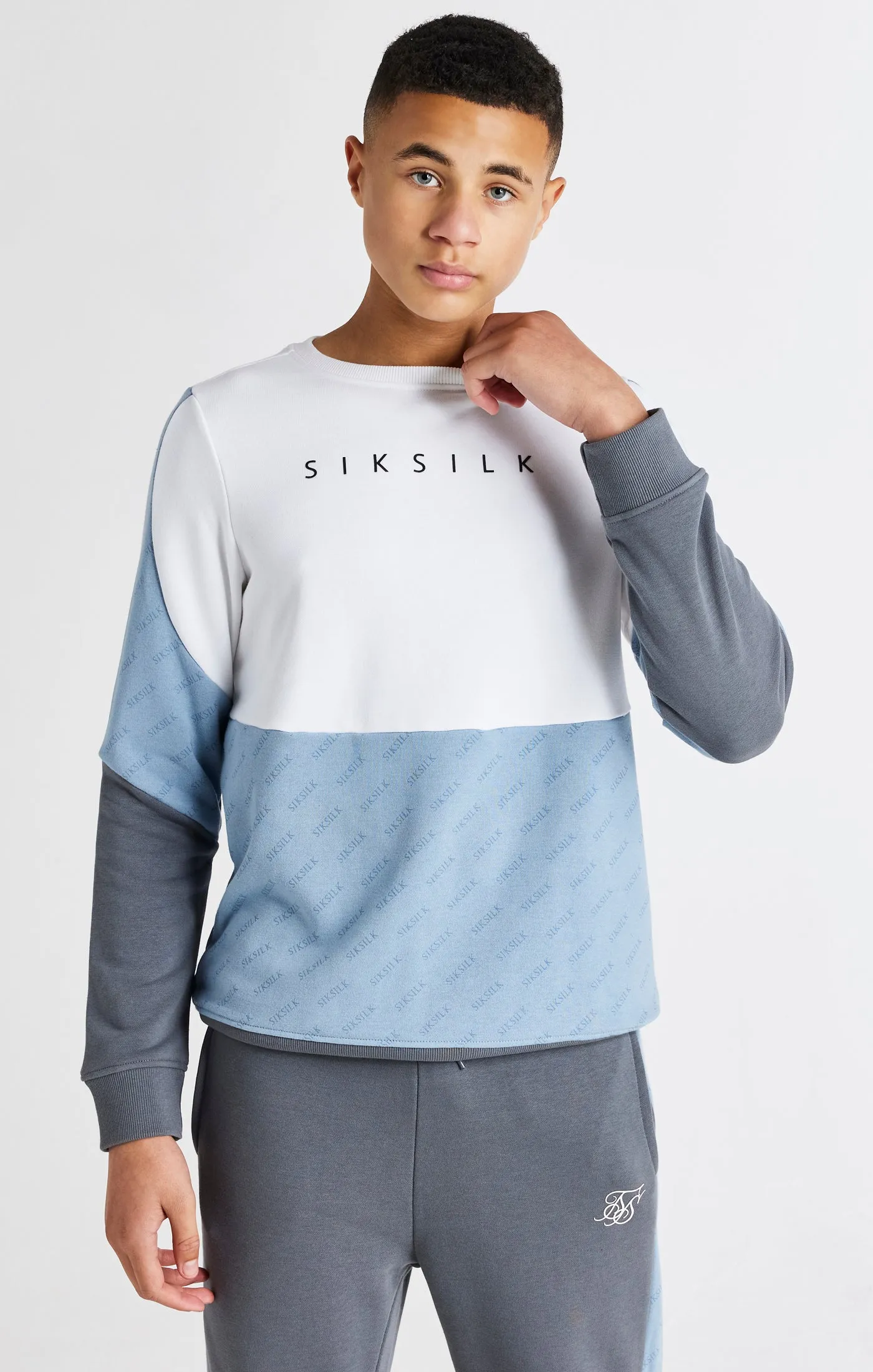 Boys White Cut And Sew Crew Sweatshirt sold by Siksilk
