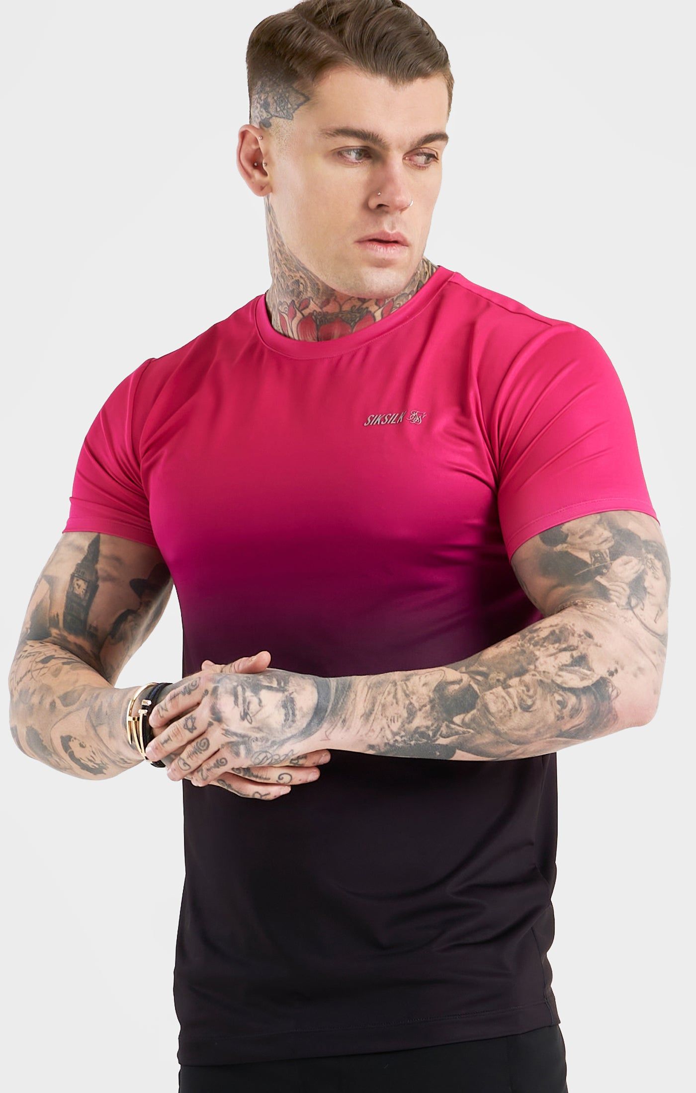 Pink Fade Sports Muscle Fit T-Shirt sold by Siksilk