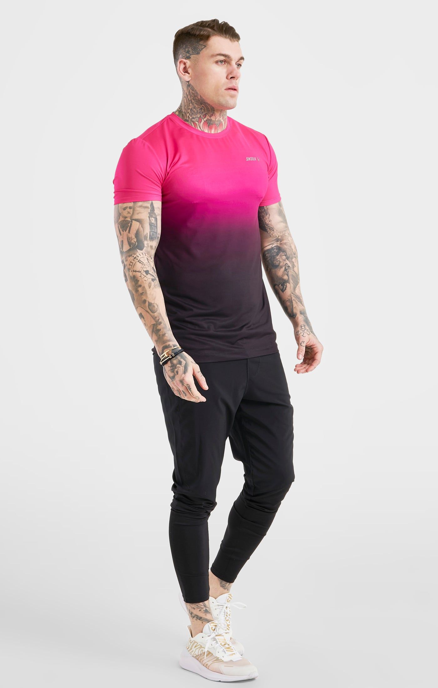 Pink Fade Sports Muscle Fit T-Shirt sold by Siksilk product image thumbnail 4