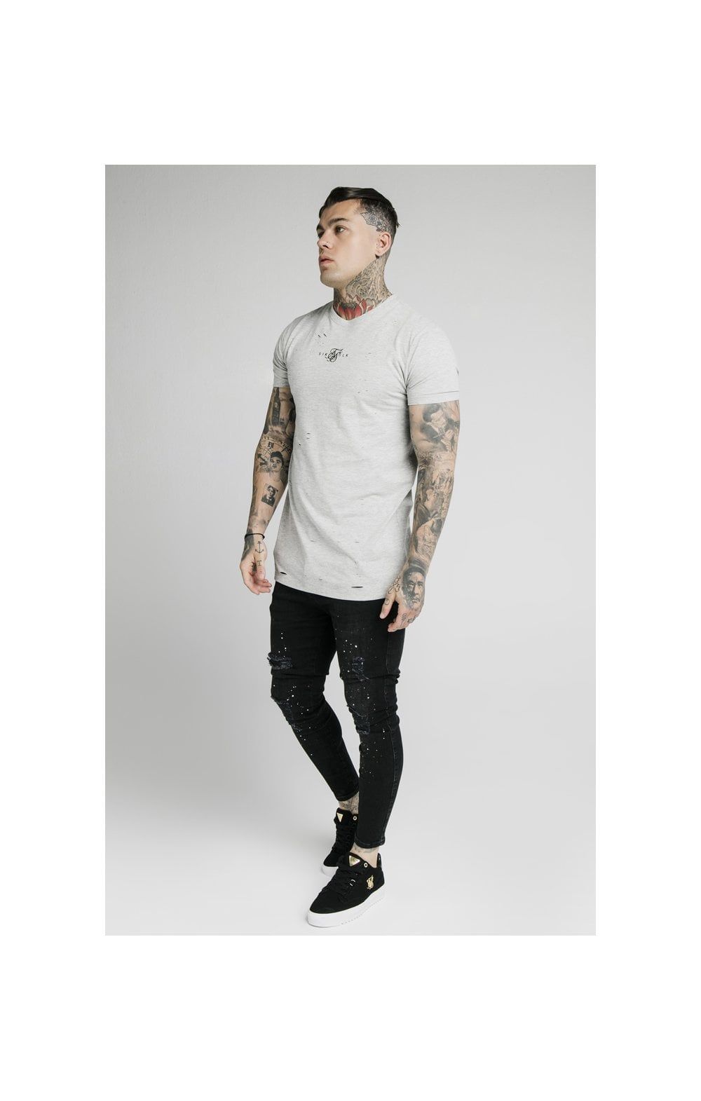 SikSilk S/S Distressed Box Tee - Grey Marl sold by Siksilk product image thumbnail 7