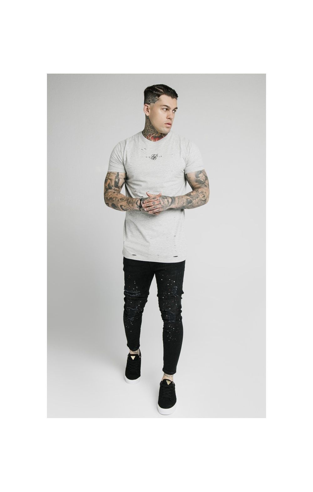 SikSilk S/S Distressed Box Tee - Grey Marl sold by Siksilk product image thumbnail 4