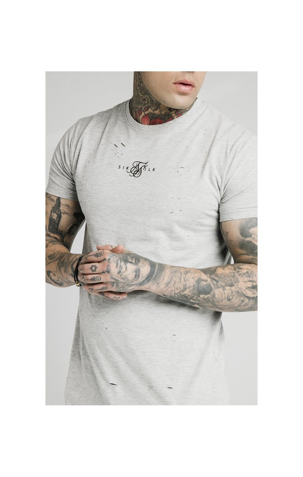 SikSilk S/S Distressed Box Tee - Grey Marl sold by Siksilk product image thumbnail 2