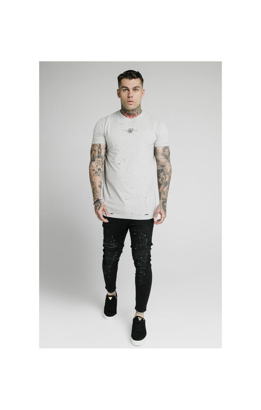 SikSilk S/S Distressed Box Tee - Grey Marl sold by Siksilk product image thumbnail 6