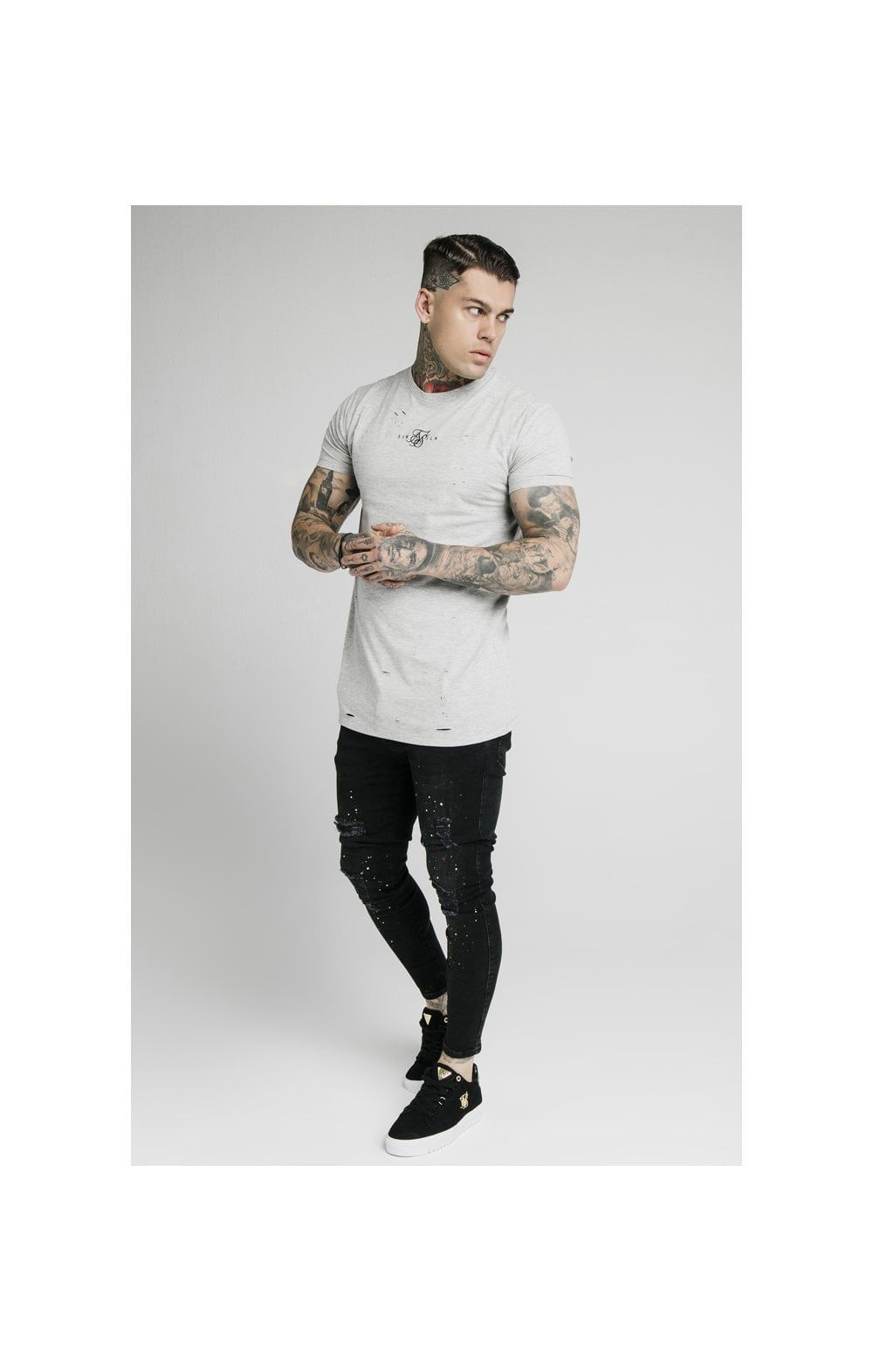 SikSilk S/S Distressed Box Tee - Grey Marl sold by Siksilk product image thumbnail 3