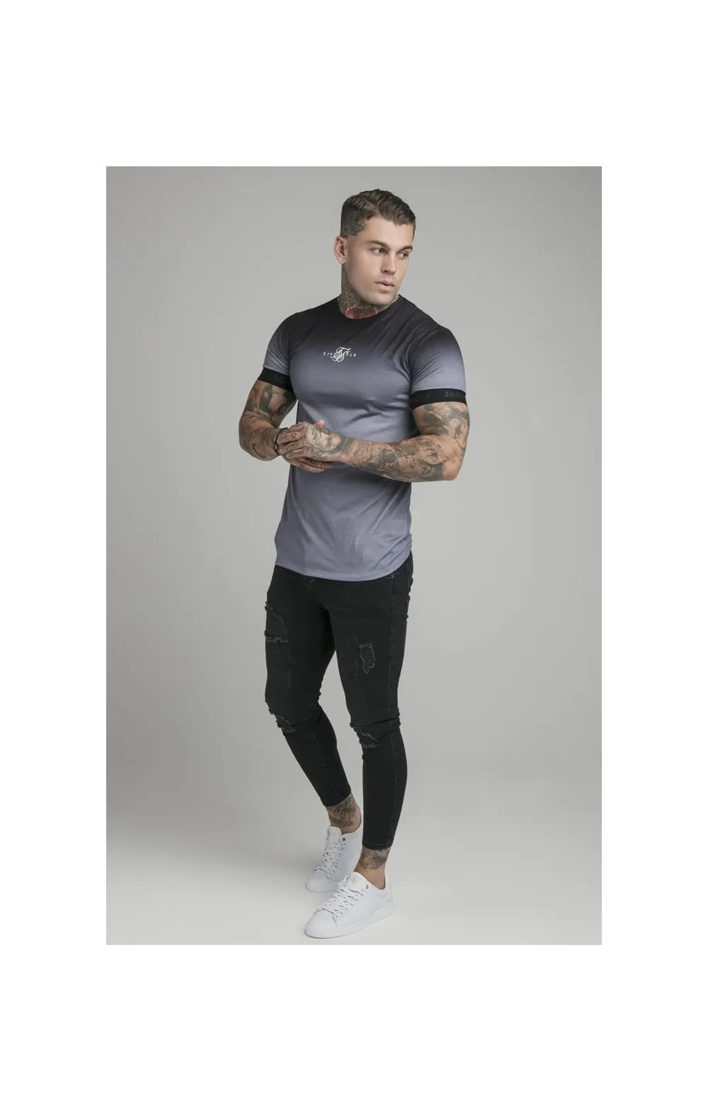 SikSilk High Fade Tape Tee - Grey & Black sold by Siksilk product image thumbnail 5