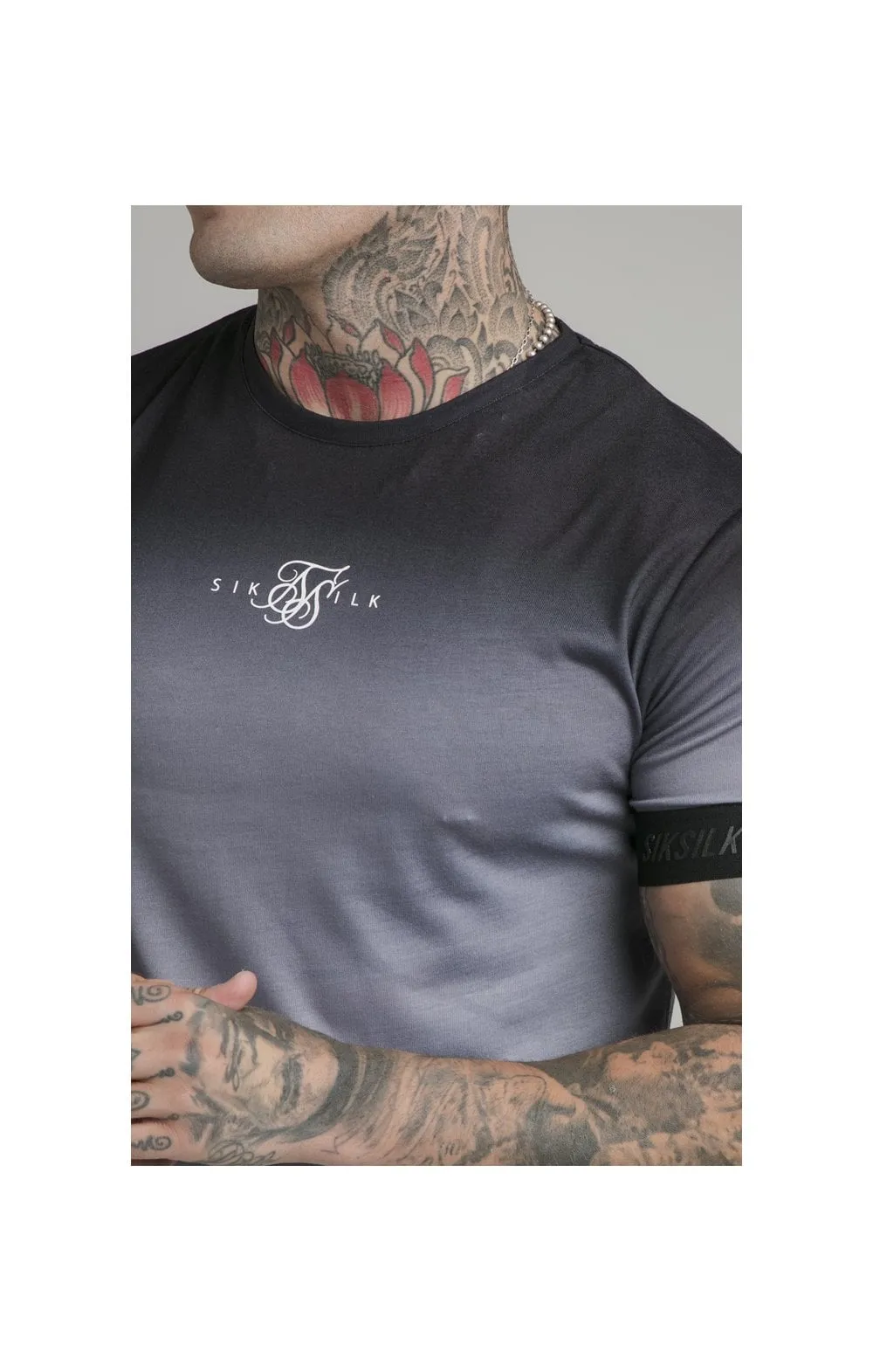 SikSilk High Fade Tape Tee - Grey & Black sold by Siksilk product image thumbnail 2