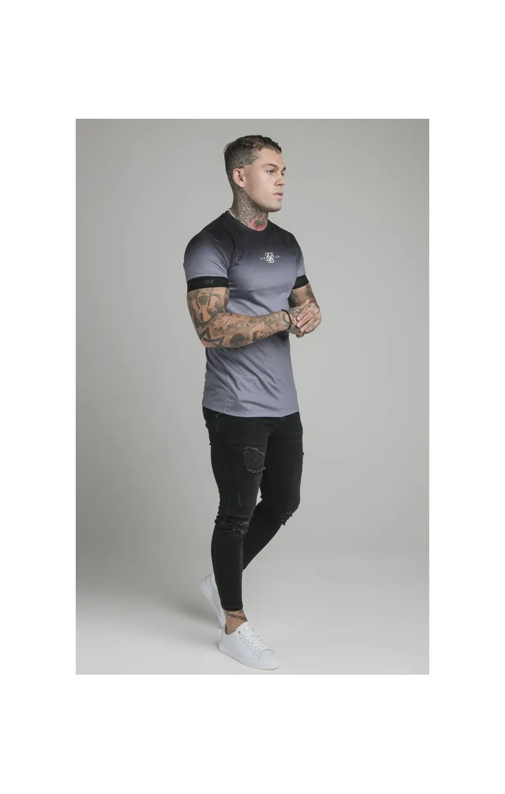 SikSilk High Fade Tape Tee - Grey & Black sold by Siksilk product image thumbnail 3