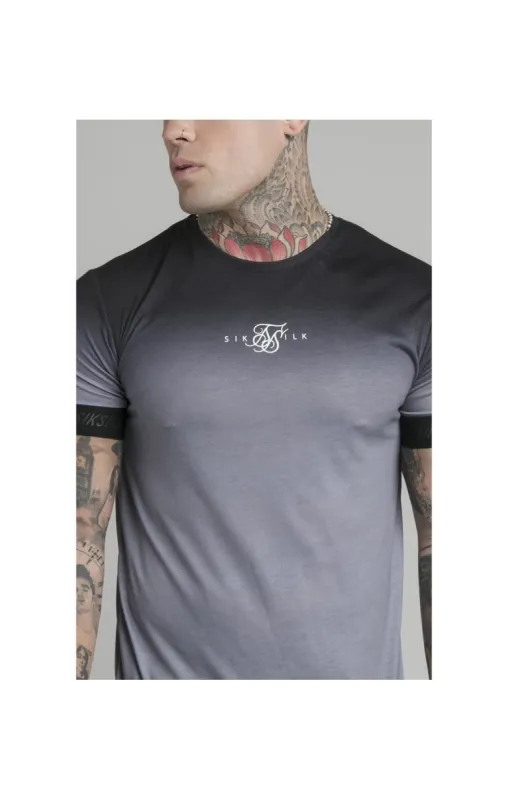 SikSilk High Fade Tape Tee - Grey & Black sold by Siksilk