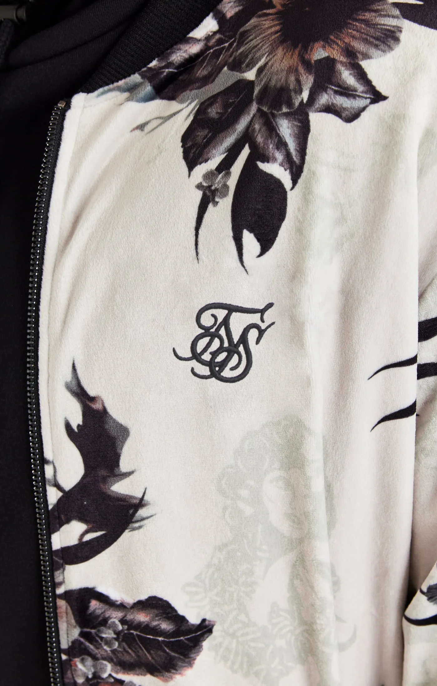 Black Retro Fire Velour Bomber sold by Siksilk product image thumbnail 3