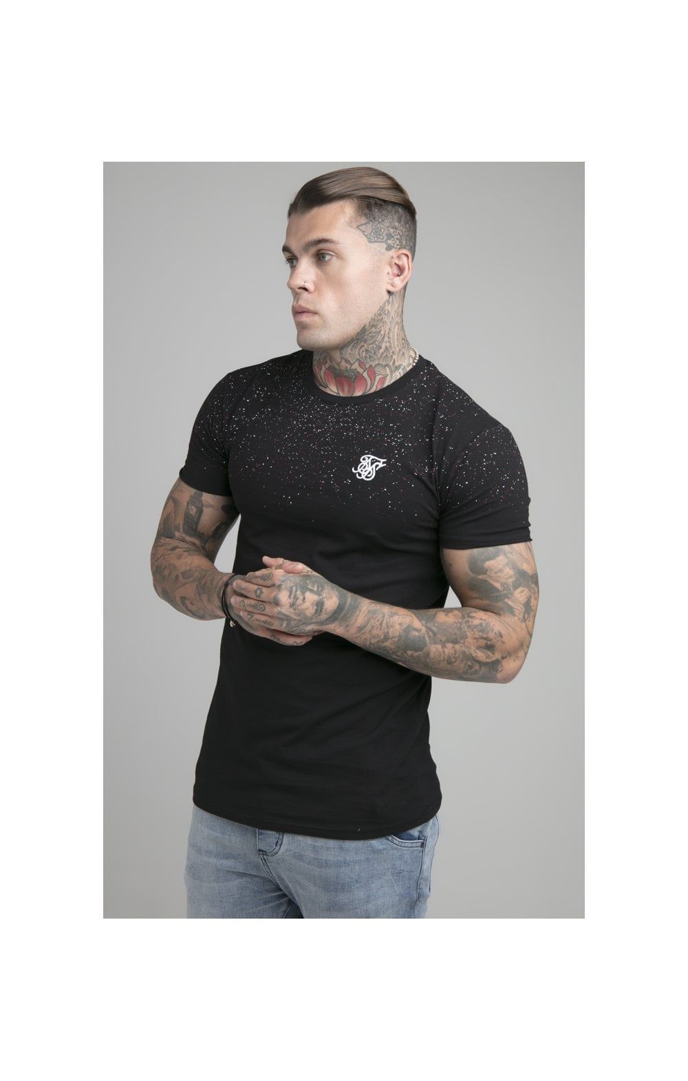 SikSilk Speckle Gym Tee - Black & White sold by Siksilk