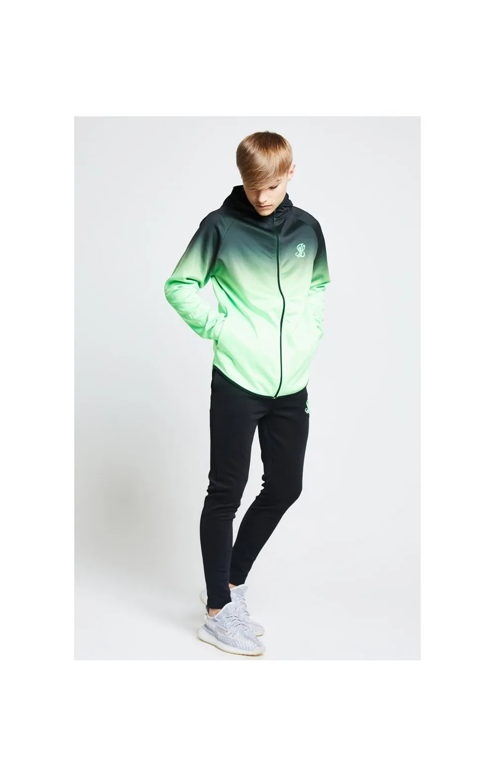 Illusive London Athlete Zip Through Hoodie - Black & Neon Green sold by Siksilk product image thumbnail 4