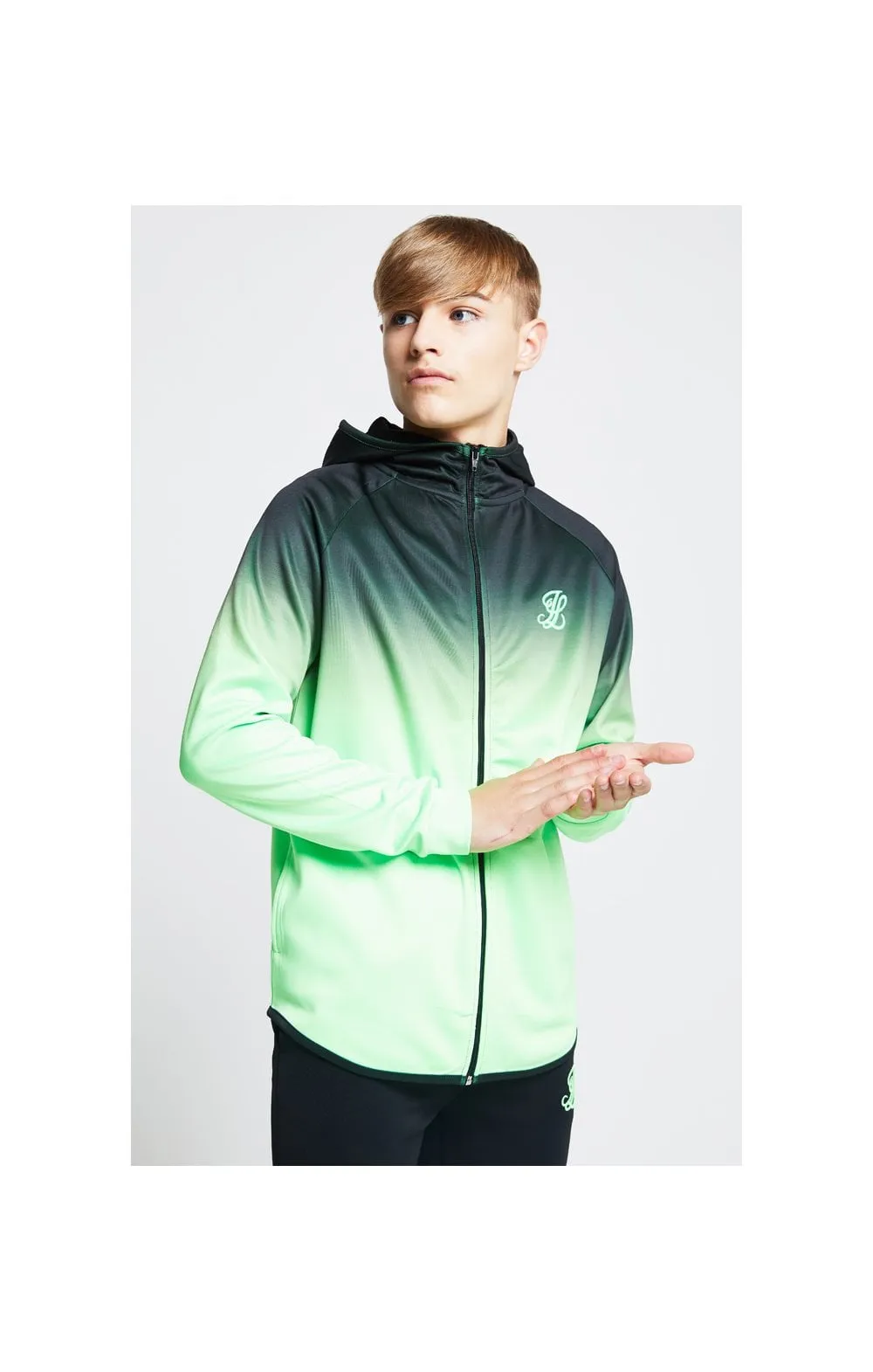 Illusive London Athlete Zip Through Hoodie - Black & Neon Green sold by Siksilk