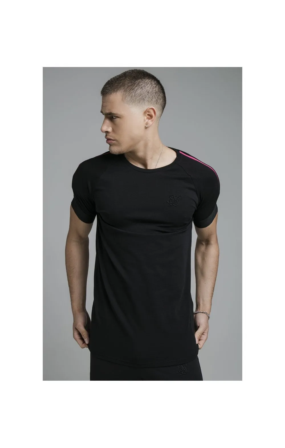 Black Inset Fade Elastic Cuff T-Shirt sold by Siksilk