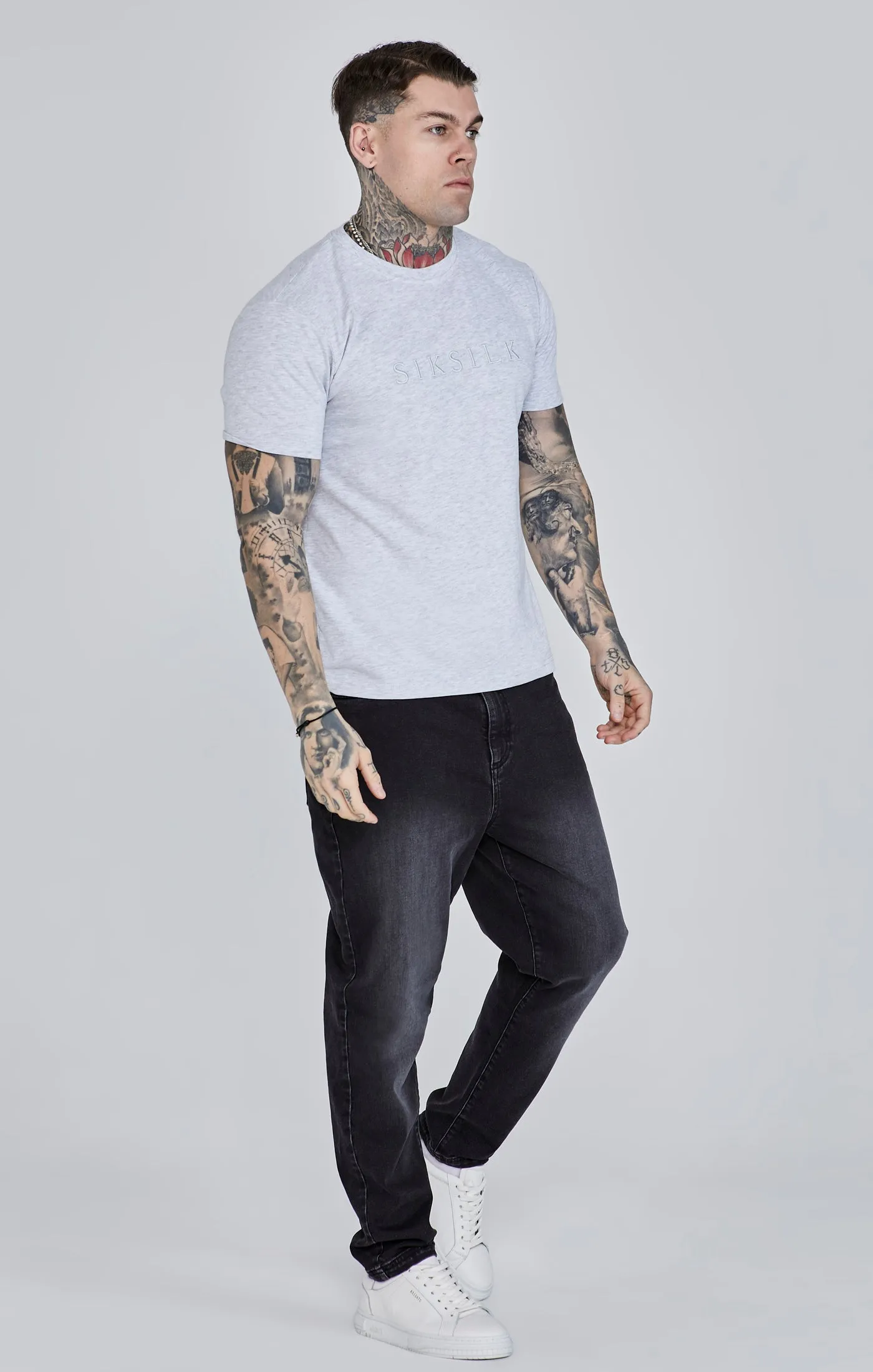 Grey Marl Logo T-Shirt sold by Siksilk product image thumbnail 4