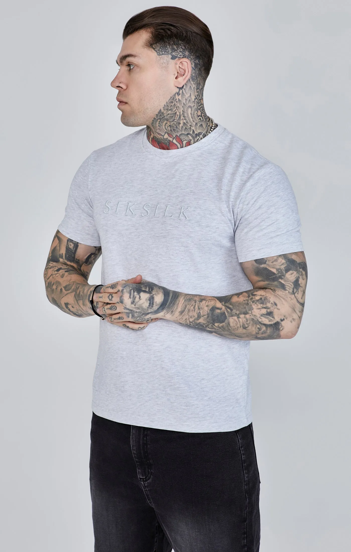 Grey Marl Logo T-Shirt sold by Siksilk