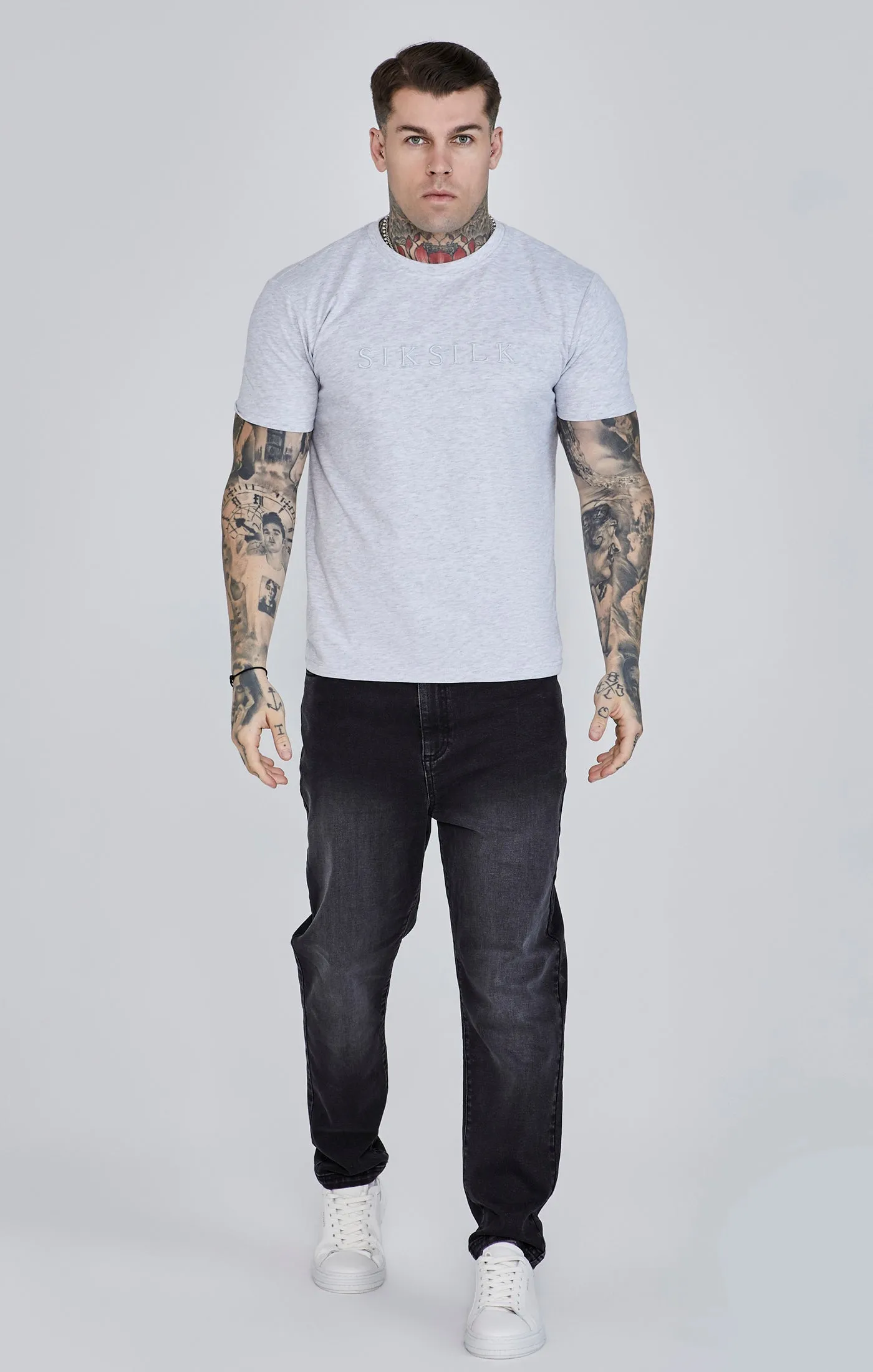 Grey Marl Logo T-Shirt sold by Siksilk product image thumbnail 2