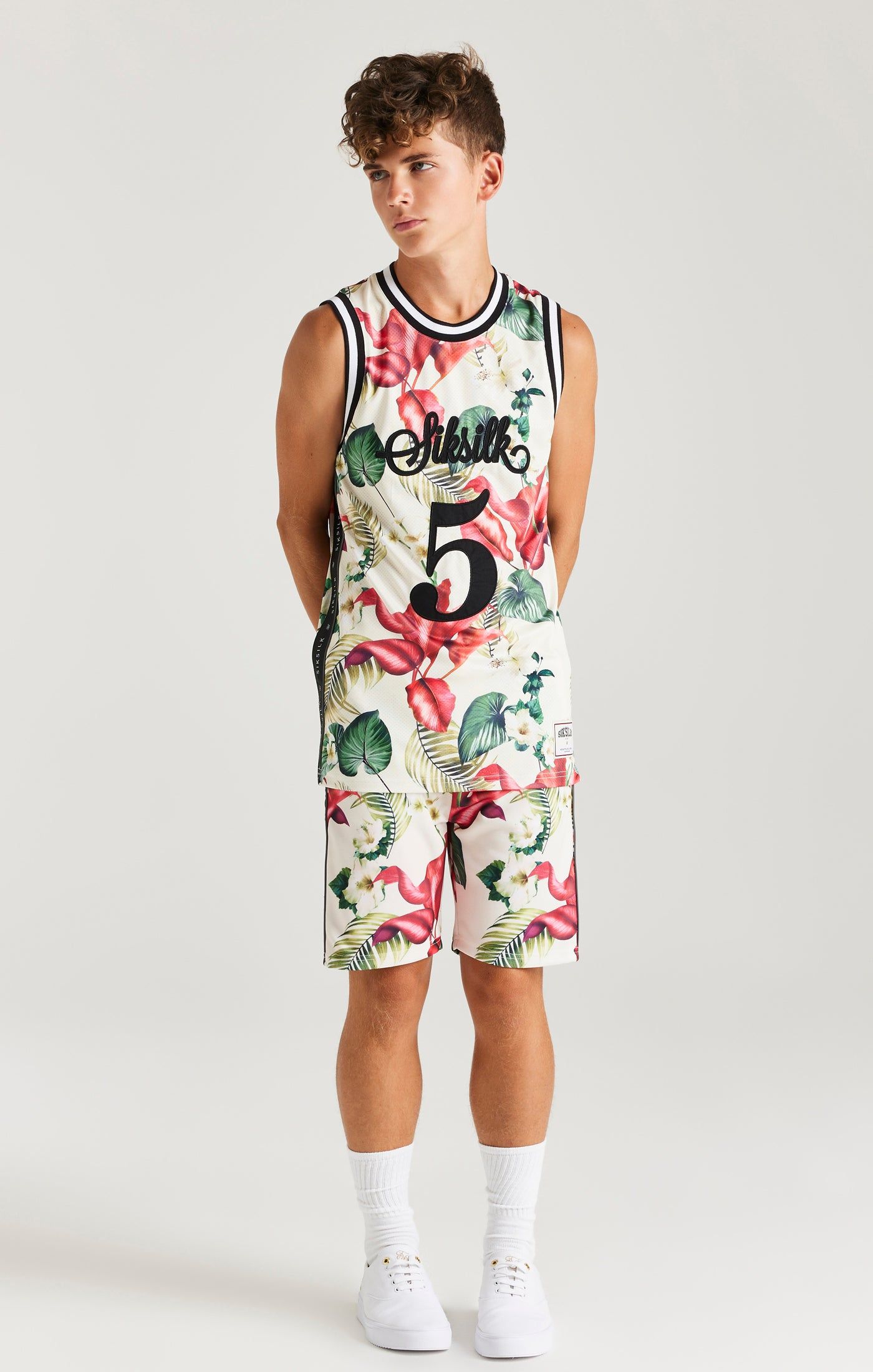SikSilk Retro Tropics Basketball Vest - Ecru sold by Siksilk product image thumbnail 3