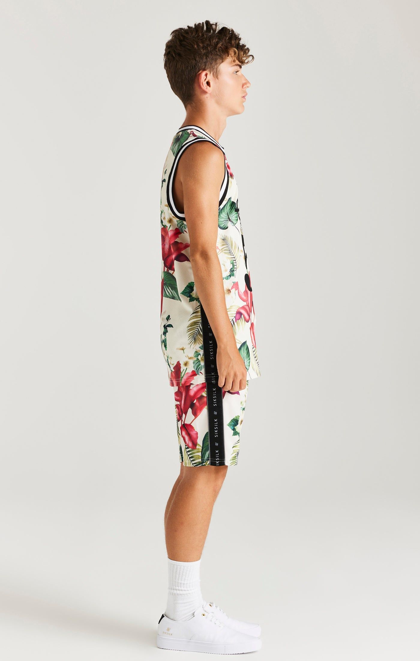 SikSilk Retro Tropics Basketball Vest - Ecru sold by Siksilk product image thumbnail 4