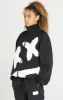SikSilk X Steve Aoki Loose Fit Funnel Zip Through - Black & White sold by Siksilk