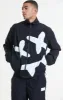 SikSilk X Steve Aoki Loose Fit Funnel Zip Through - Black & White sold by Siksilk