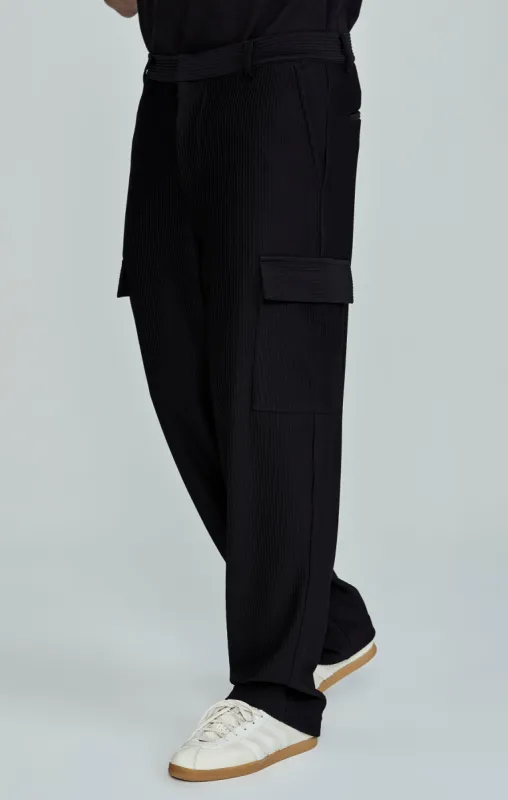 Black Cuffed Relaxed Fit Cargo Pant | Parallel