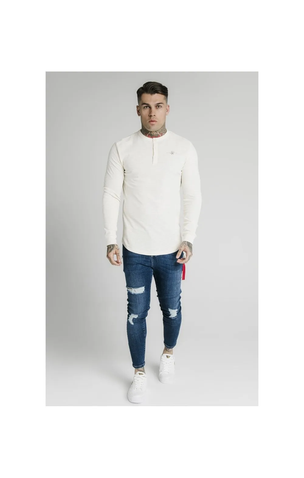 SikSilk Long Sleeve Button Down Tee – Ecru sold by Siksilk product image thumbnail 5
