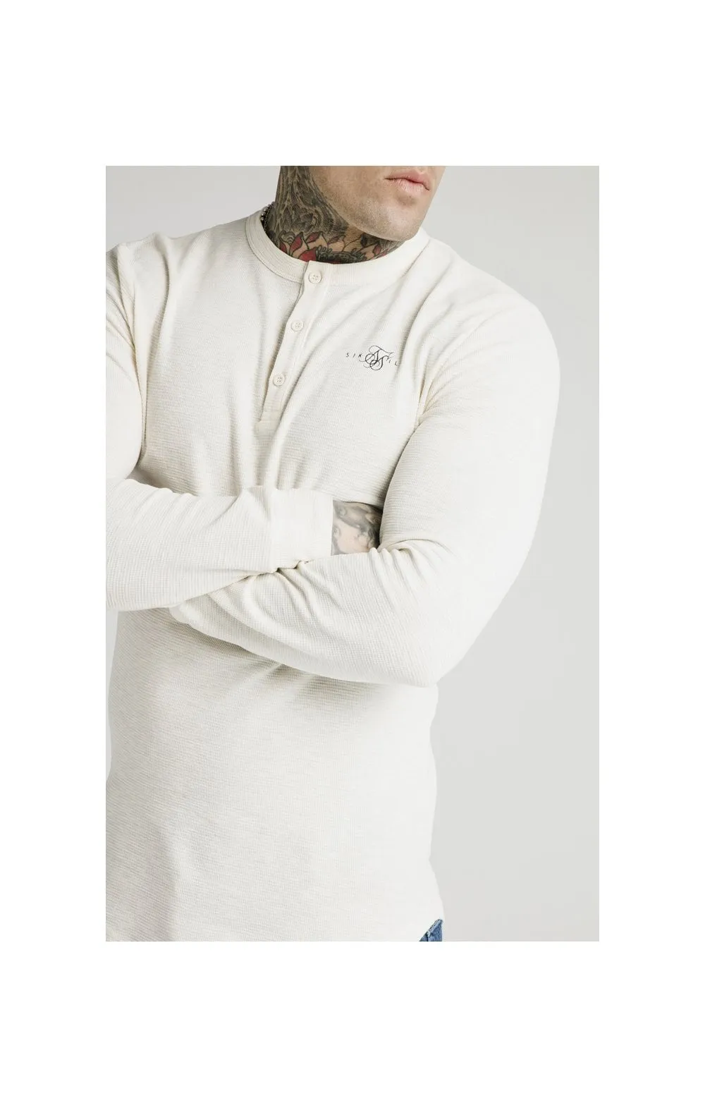SikSilk Long Sleeve Button Down Tee – Ecru sold by Siksilk product image thumbnail 2