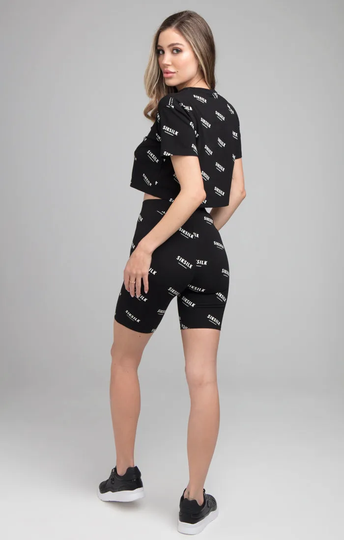 SikSilk Repeat Print Crop Tee - Black sold by Siksilk product image thumbnail 5