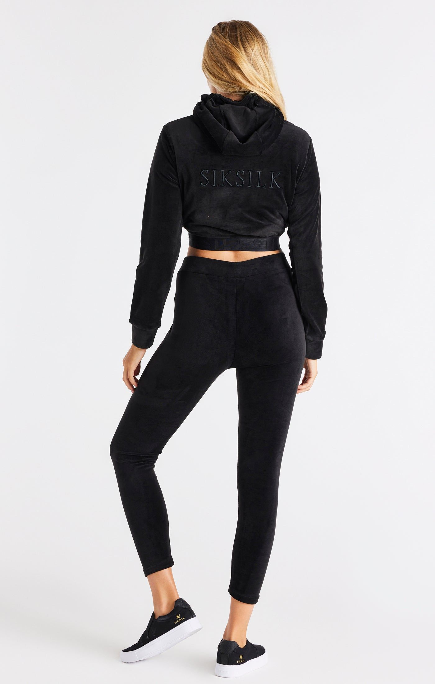 Black Velour Cropped Hoodie sold by Siksilk product image thumbnail 7