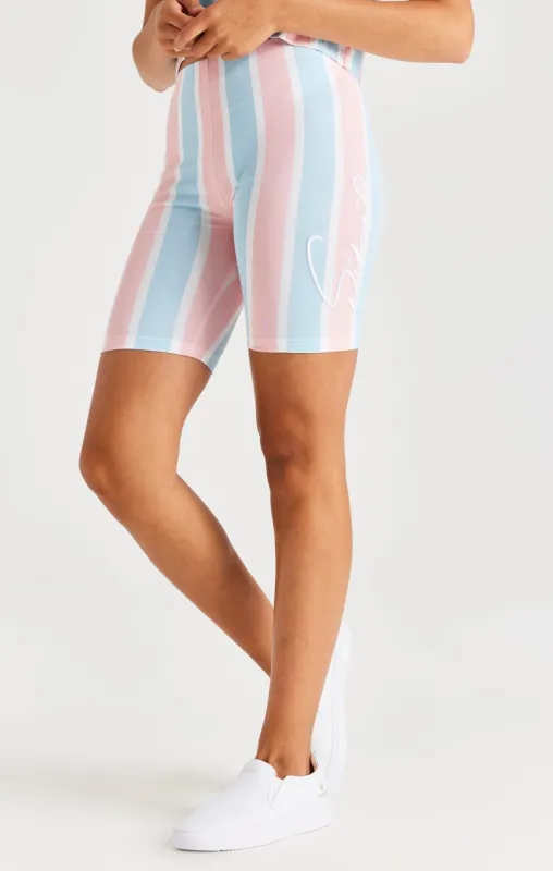 SikSilk Signature Stripe Cycle Shorts - Blue & Pink sold by Siksilk