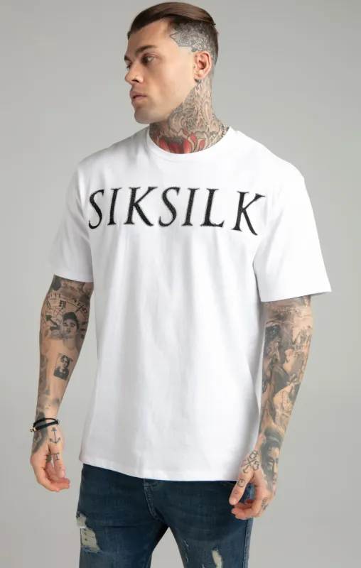 White Rhinestone Oversized T-Shirt sold by Siksilk
