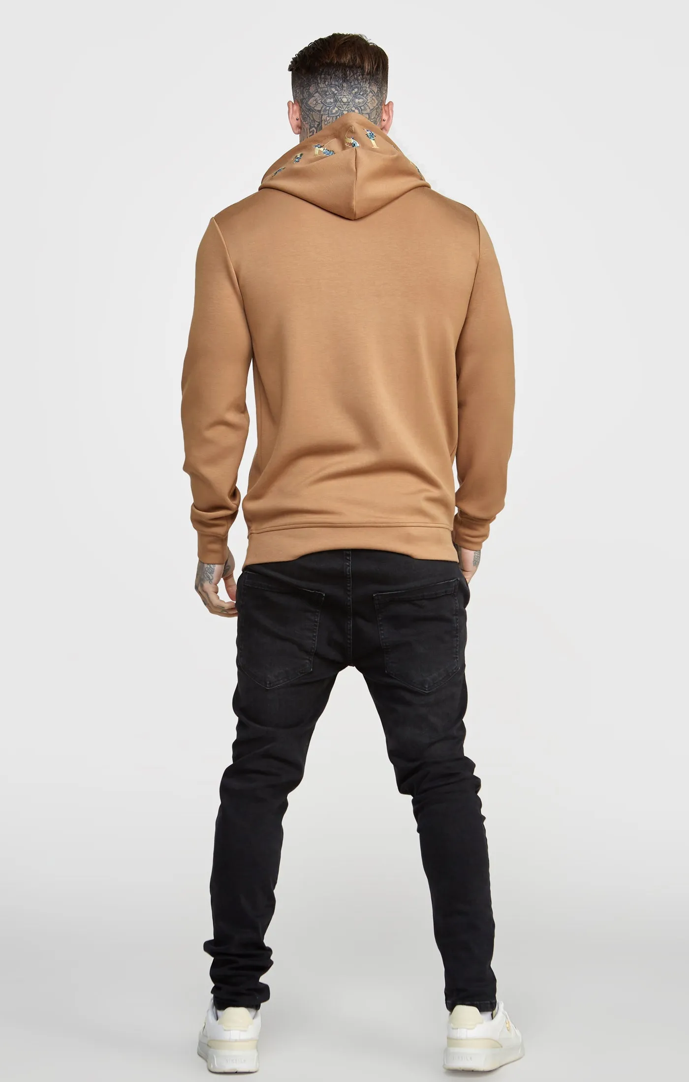 Brown Embroided Hoodie sold by Siksilk product image thumbnail 5