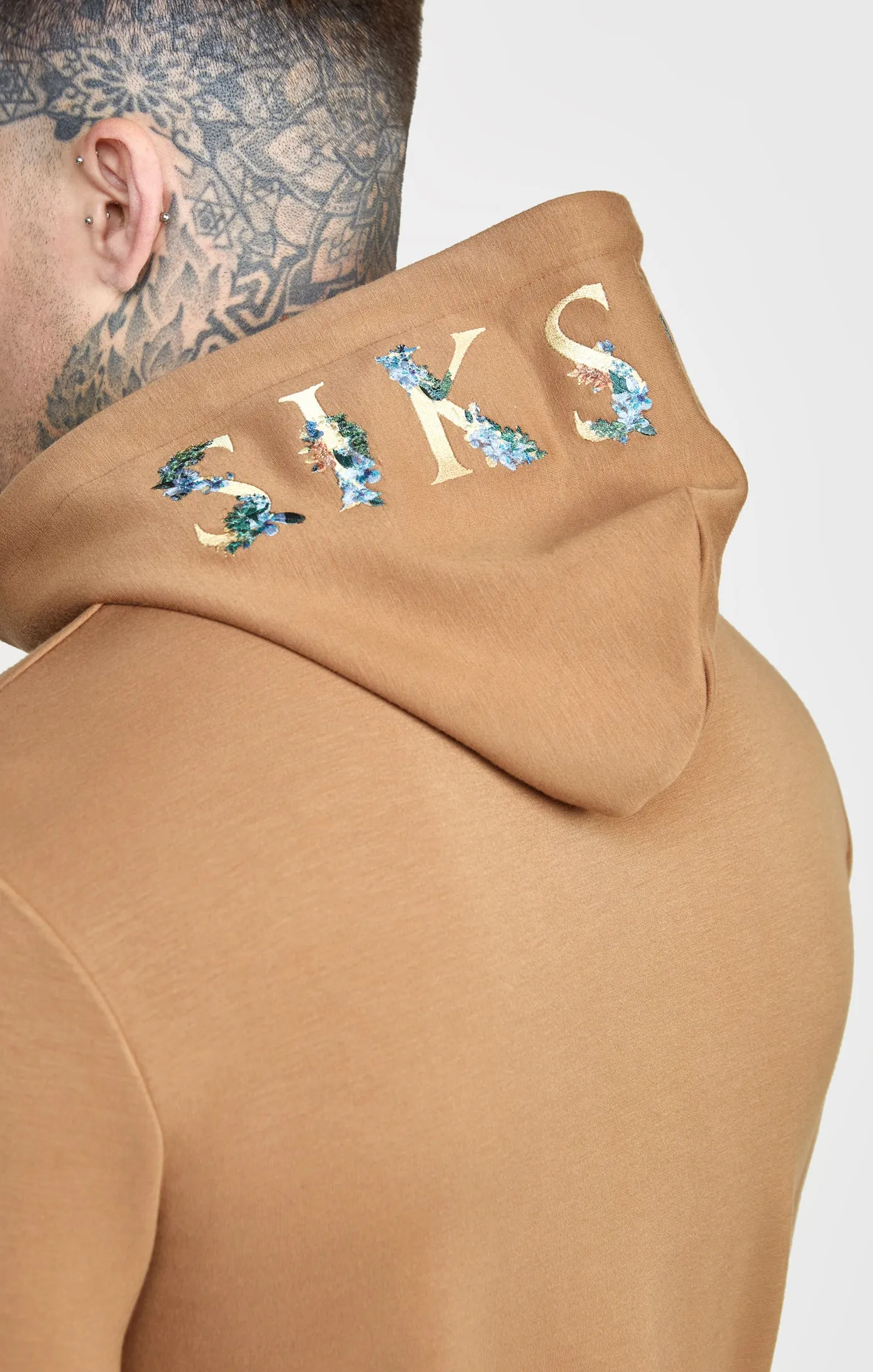 Brown Embroided Hoodie sold by Siksilk product image thumbnail 2