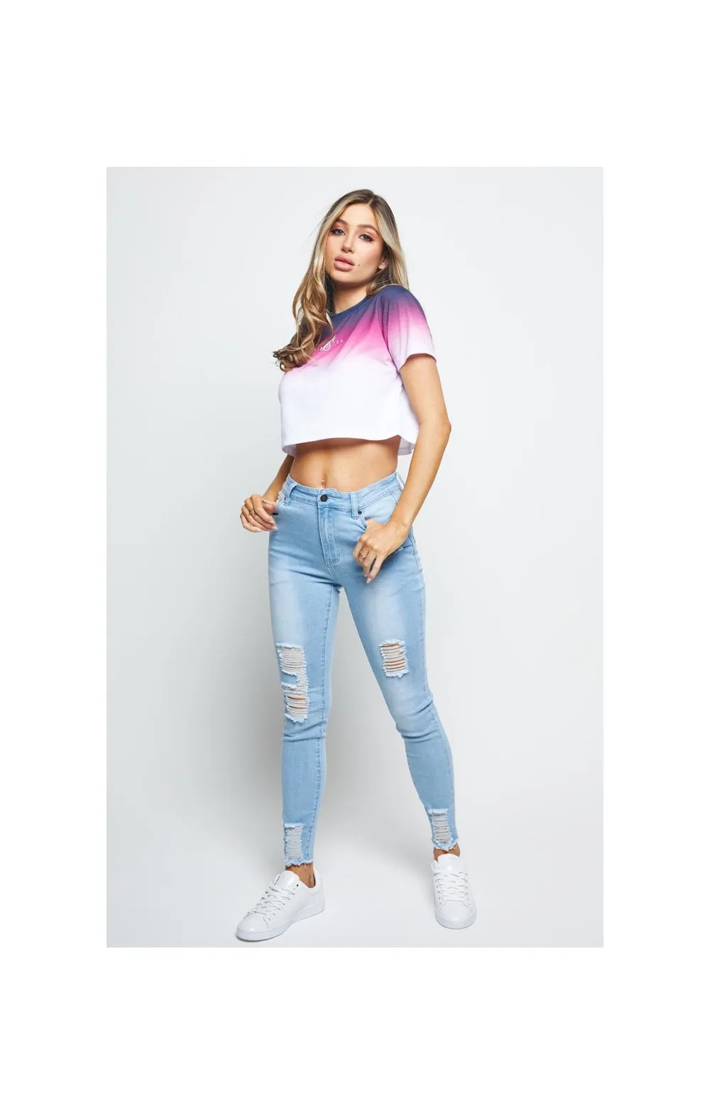 SikSilk High Fade Crop Tee - Navy & Pink sold by Siksilk product image thumbnail 4