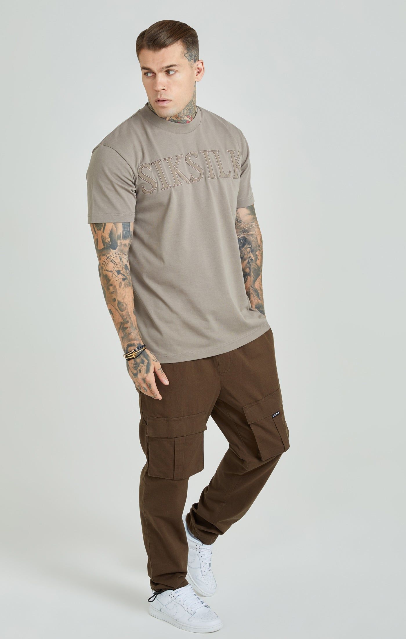 Brown Applique Logo Oversized Fit T-Shirt sold by Siksilk product image thumbnail 2