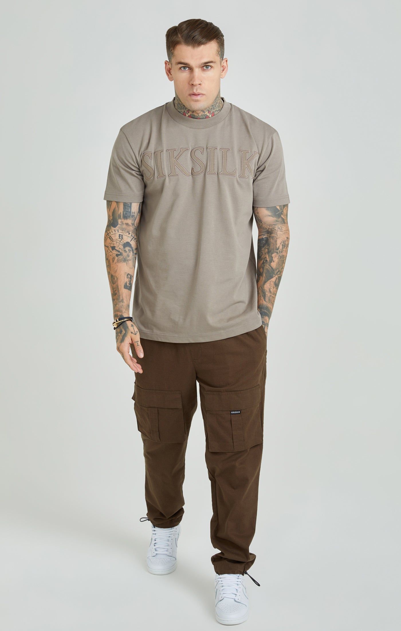 Brown Applique Logo Oversized Fit T-Shirt sold by Siksilk product image thumbnail 4