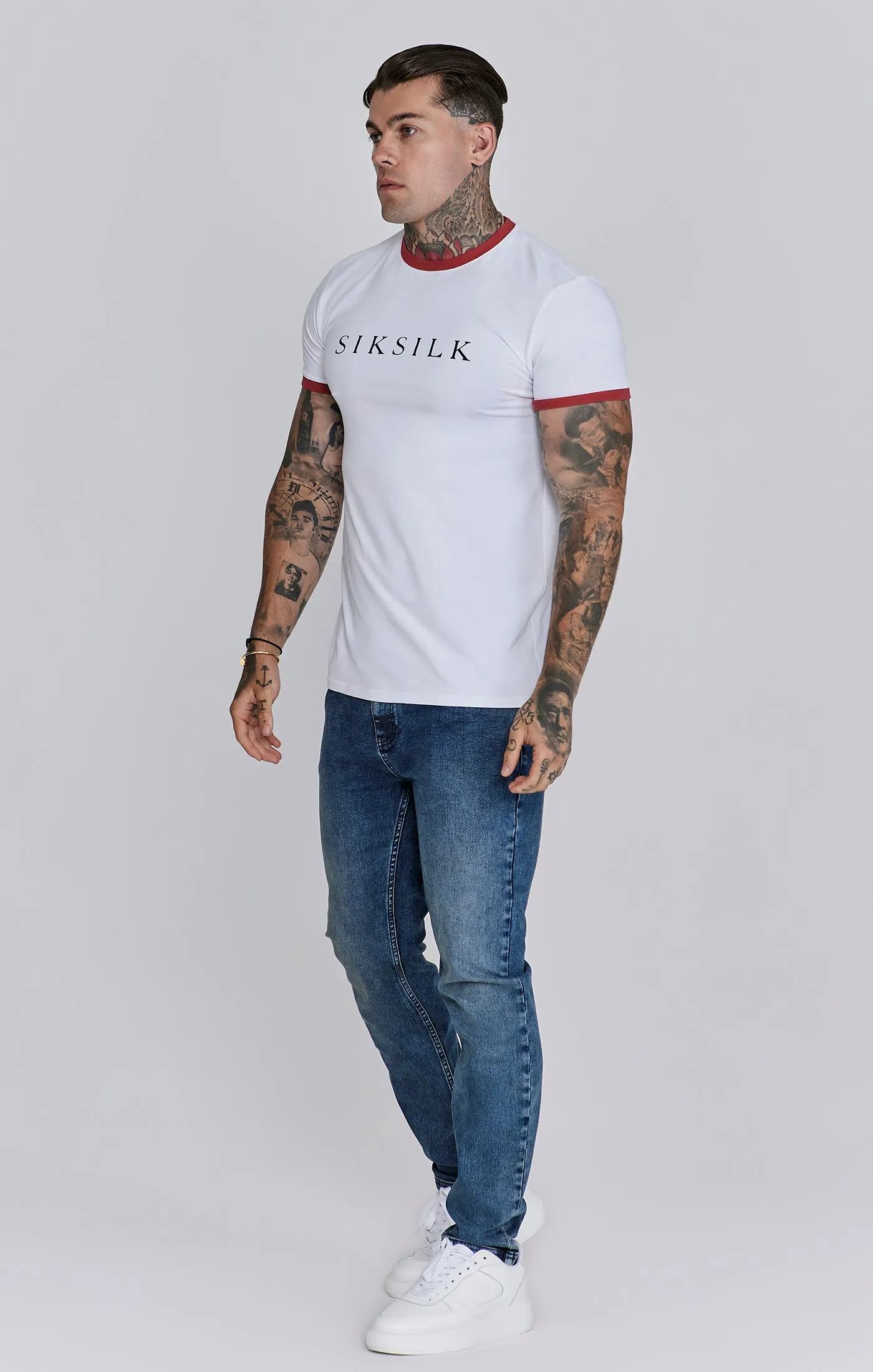 White Red Ringer T-Shirt sold by Siksilk product image thumbnail 4