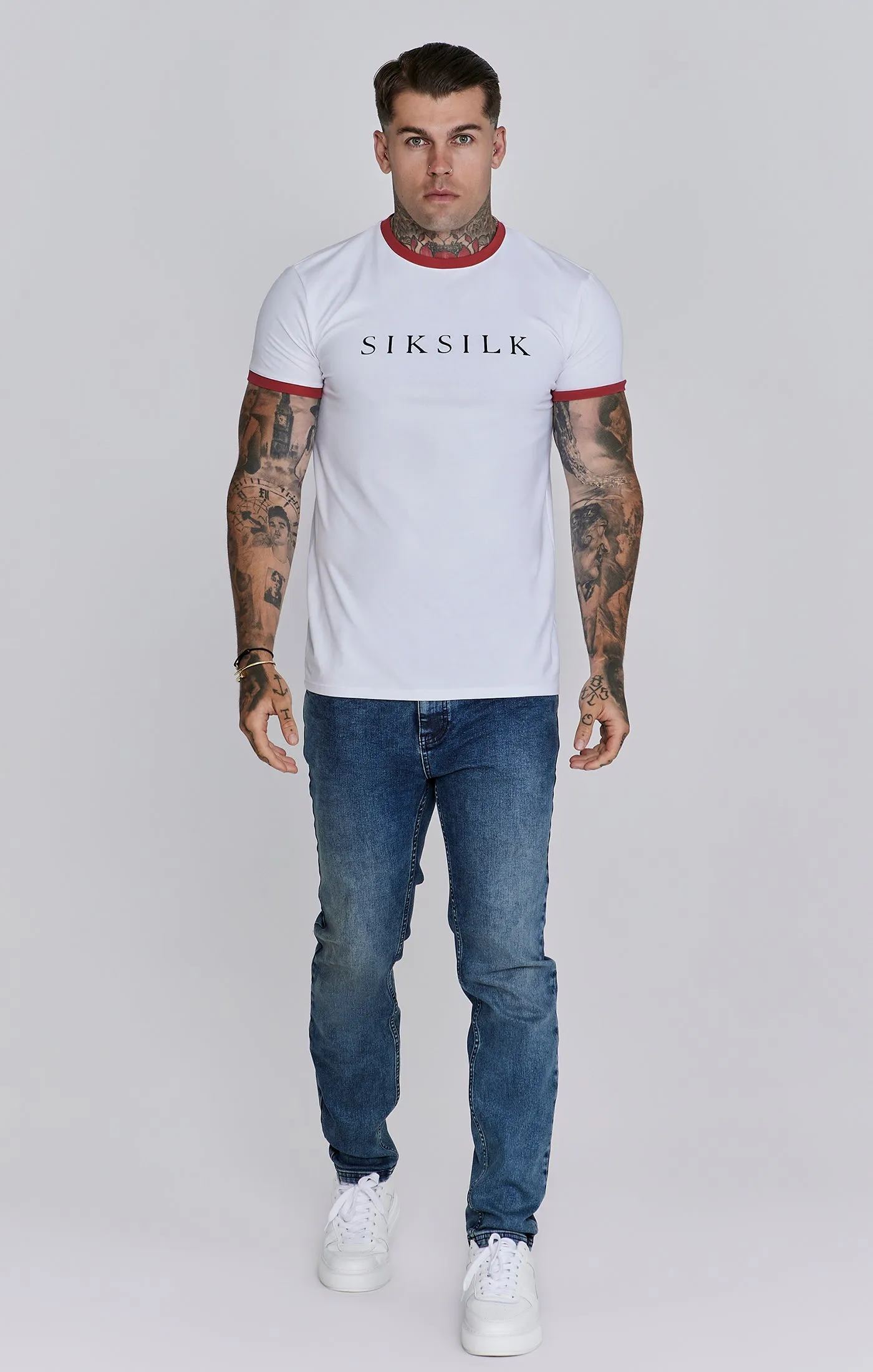 White Red Ringer T-Shirt sold by Siksilk product image thumbnail 2