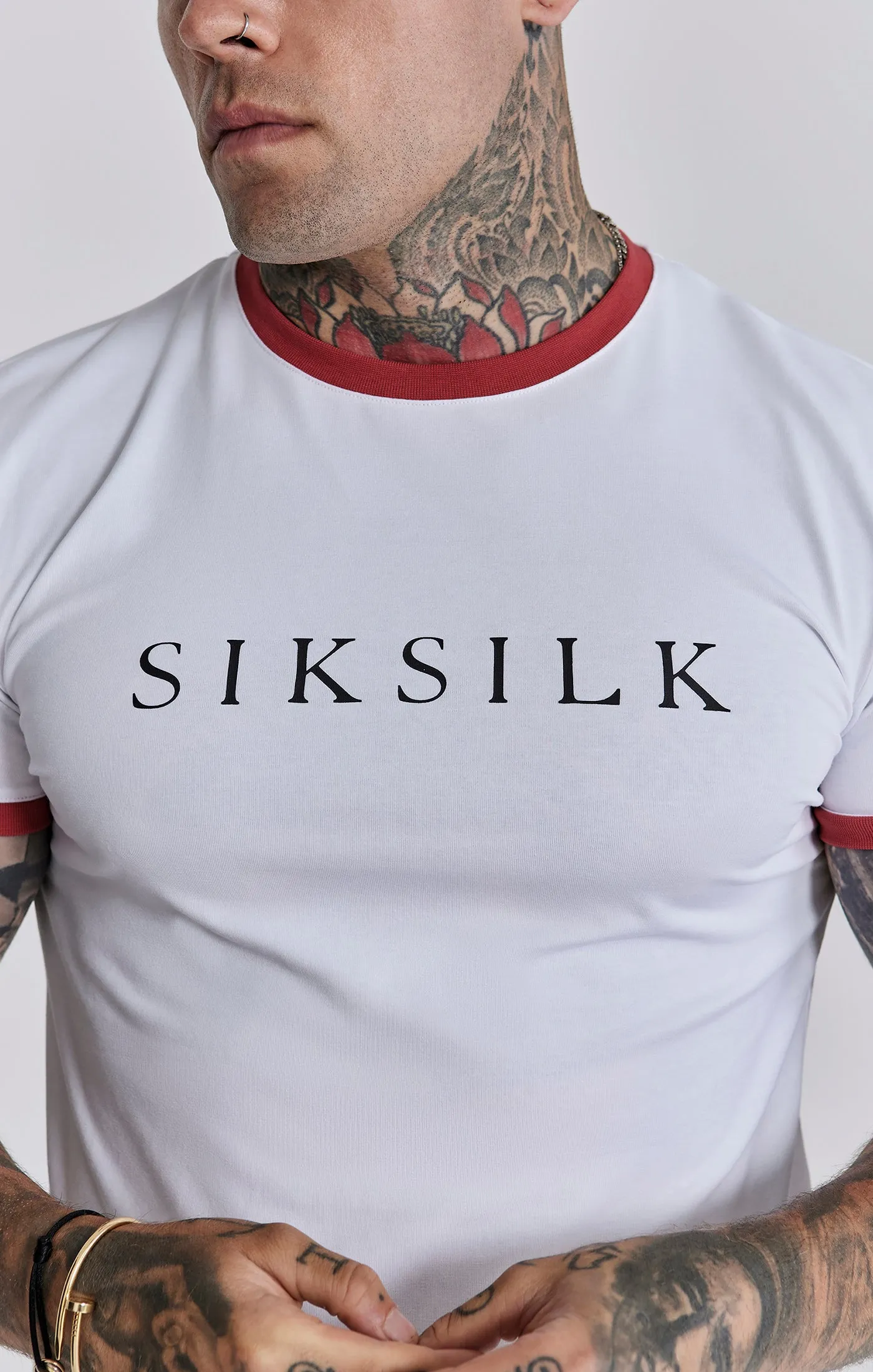 White Red Ringer T-Shirt sold by Siksilk product image thumbnail 3