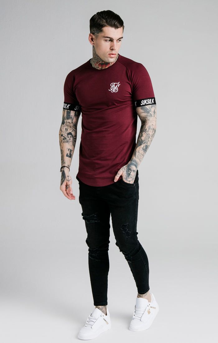 SikSilk Raglan Tech Tape Tee - Burgundy sold by Siksilk product image thumbnail 2