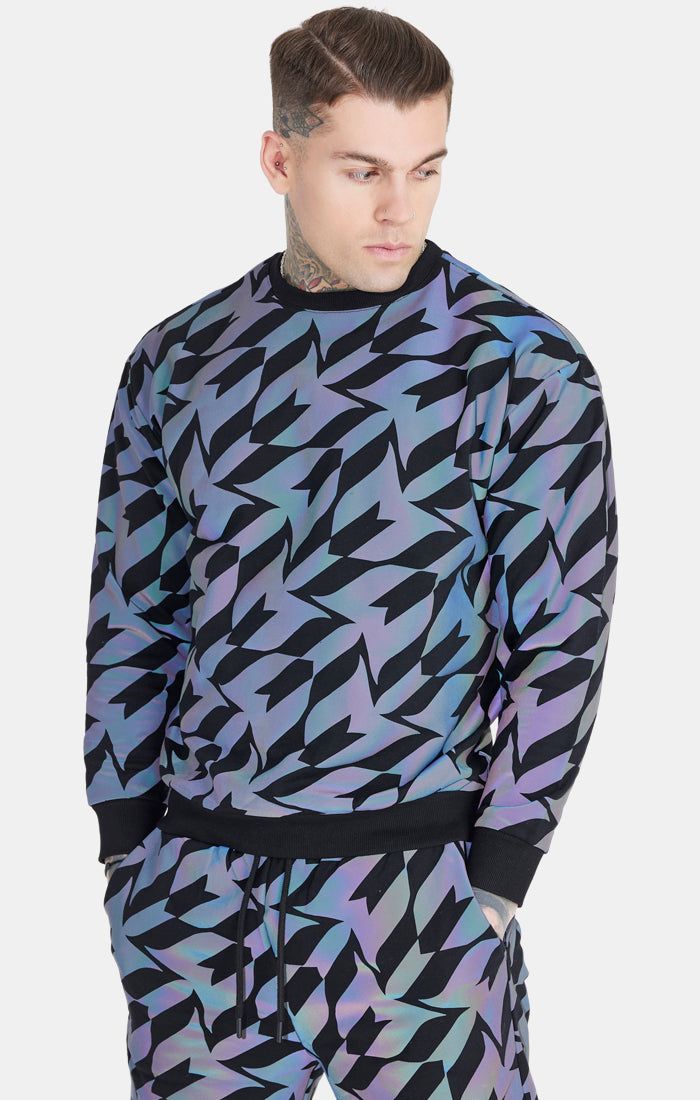 Black Iridescent Crew Sweatshirt sold by Siksilk