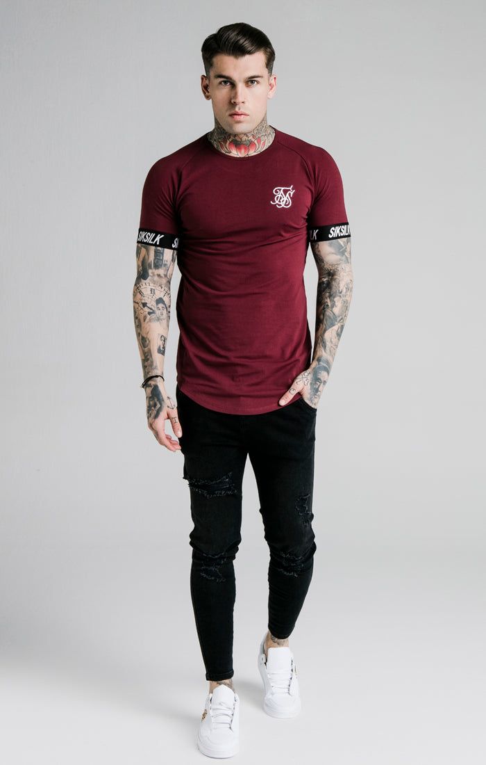 SikSilk Raglan Tech Tape Tee - Burgundy sold by Siksilk product image thumbnail 4