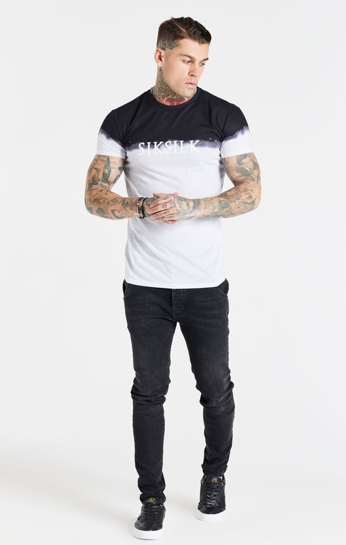 White Dip Dye Fade Muscle T-Shirt sold by Siksilk product image thumbnail 4