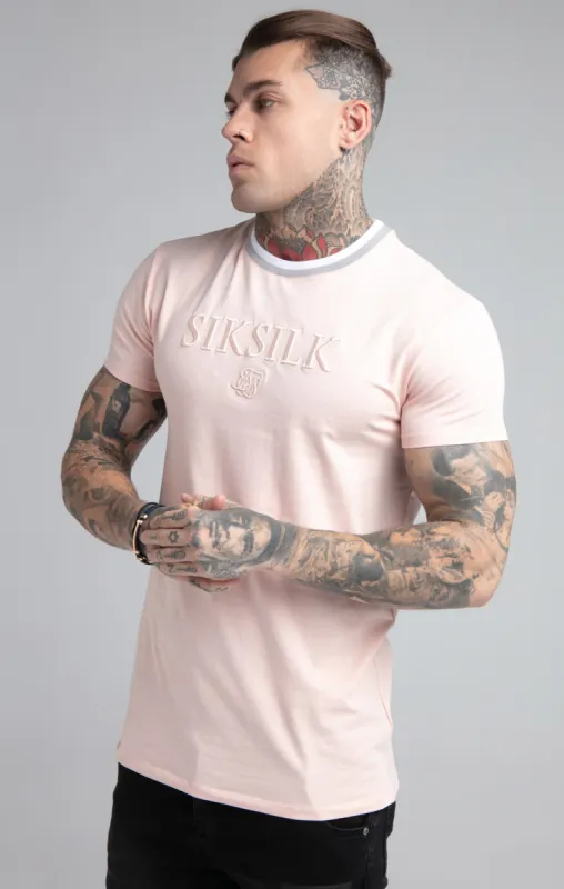 SikSilk S/S Rib Collar Gym Tee - Pastel Pink sold by Siksilk