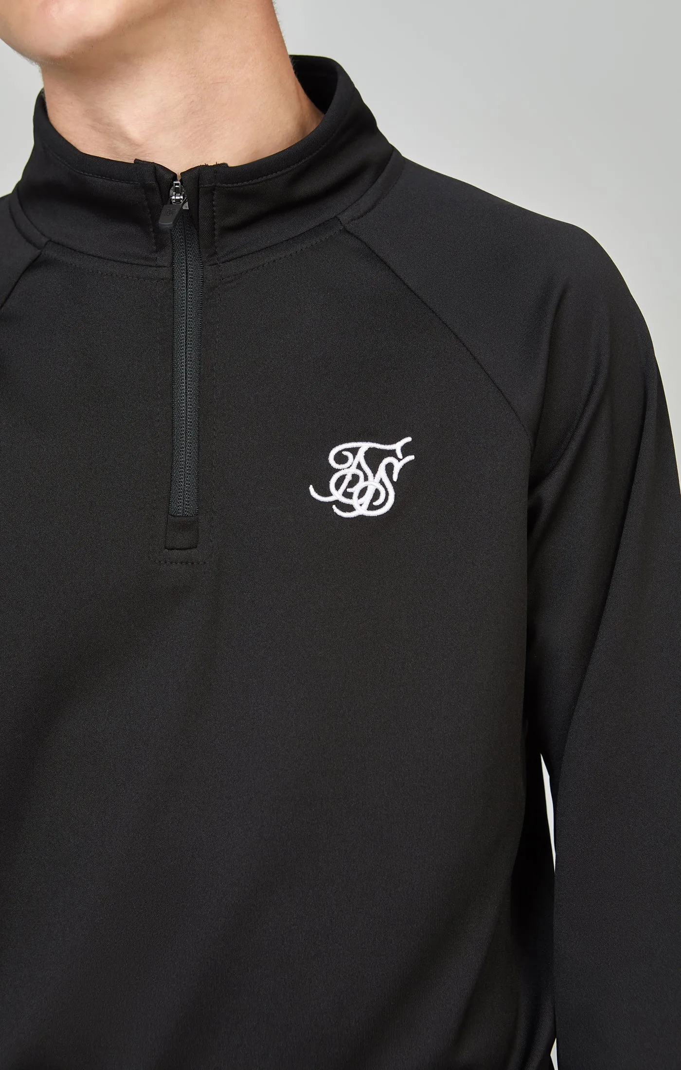 Boys Black 1/4 Zip & Jogger Tracksuit sold by Siksilk product image thumbnail 4