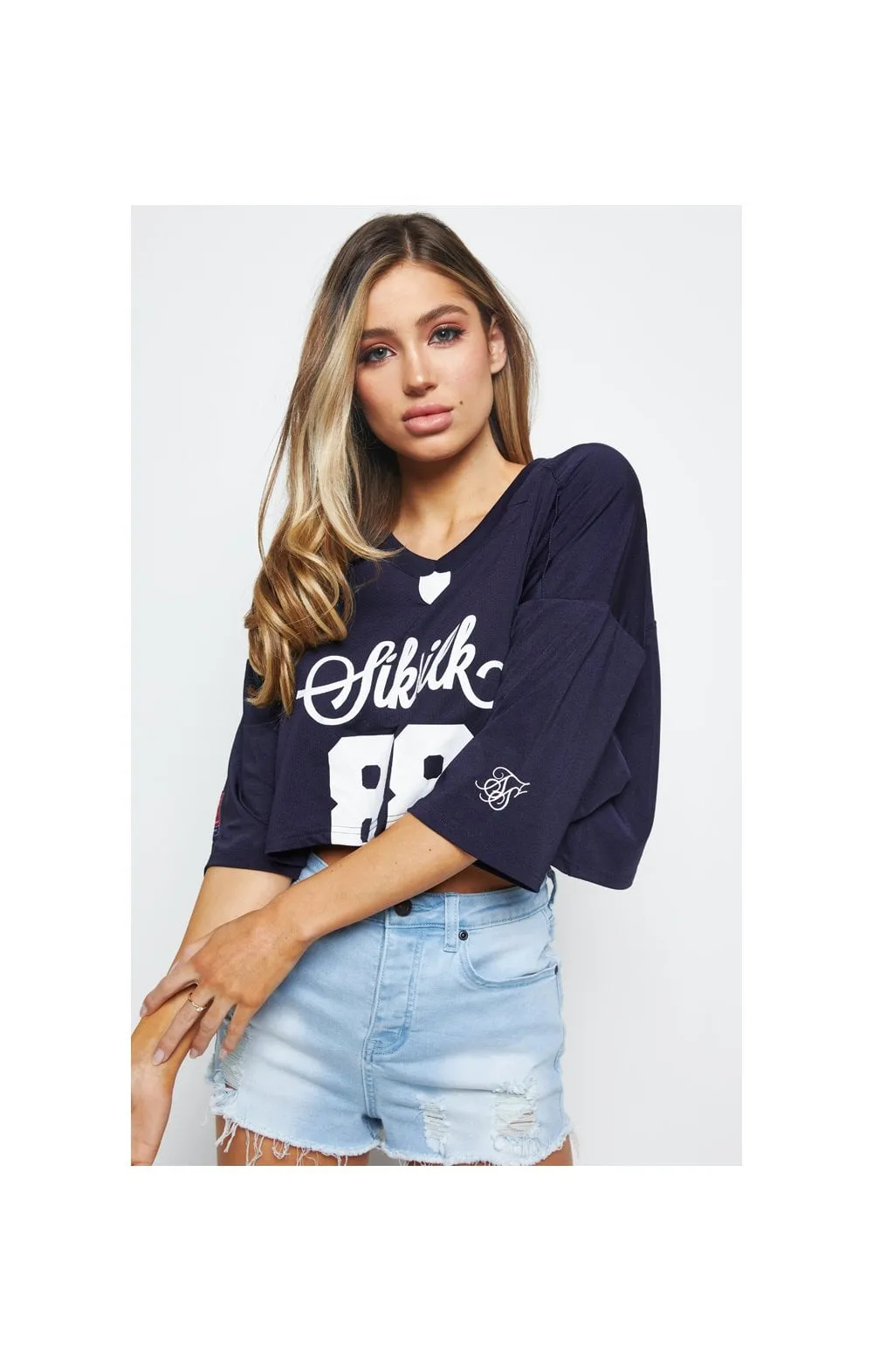 SikSilk Retro Football Crop Jersey - Navy sold by Siksilk product image thumbnail 3