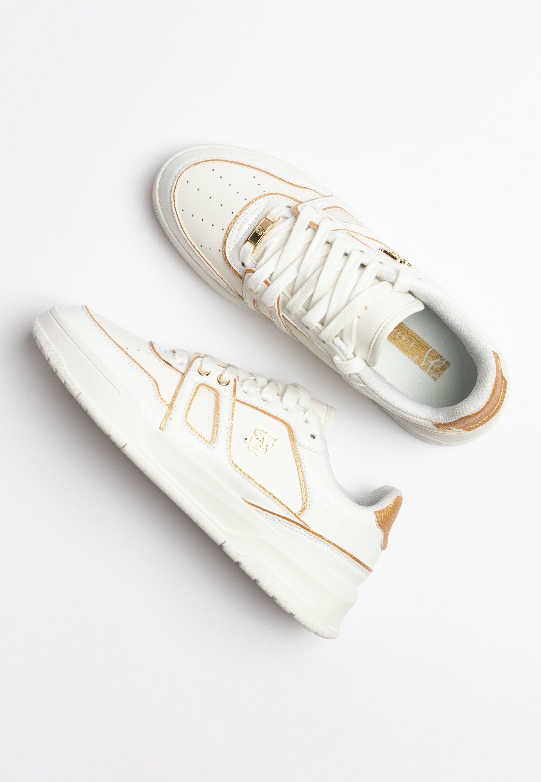White And Gold Trimmed Low Top Court Trainer sold by Siksilk product image thumbnail 7