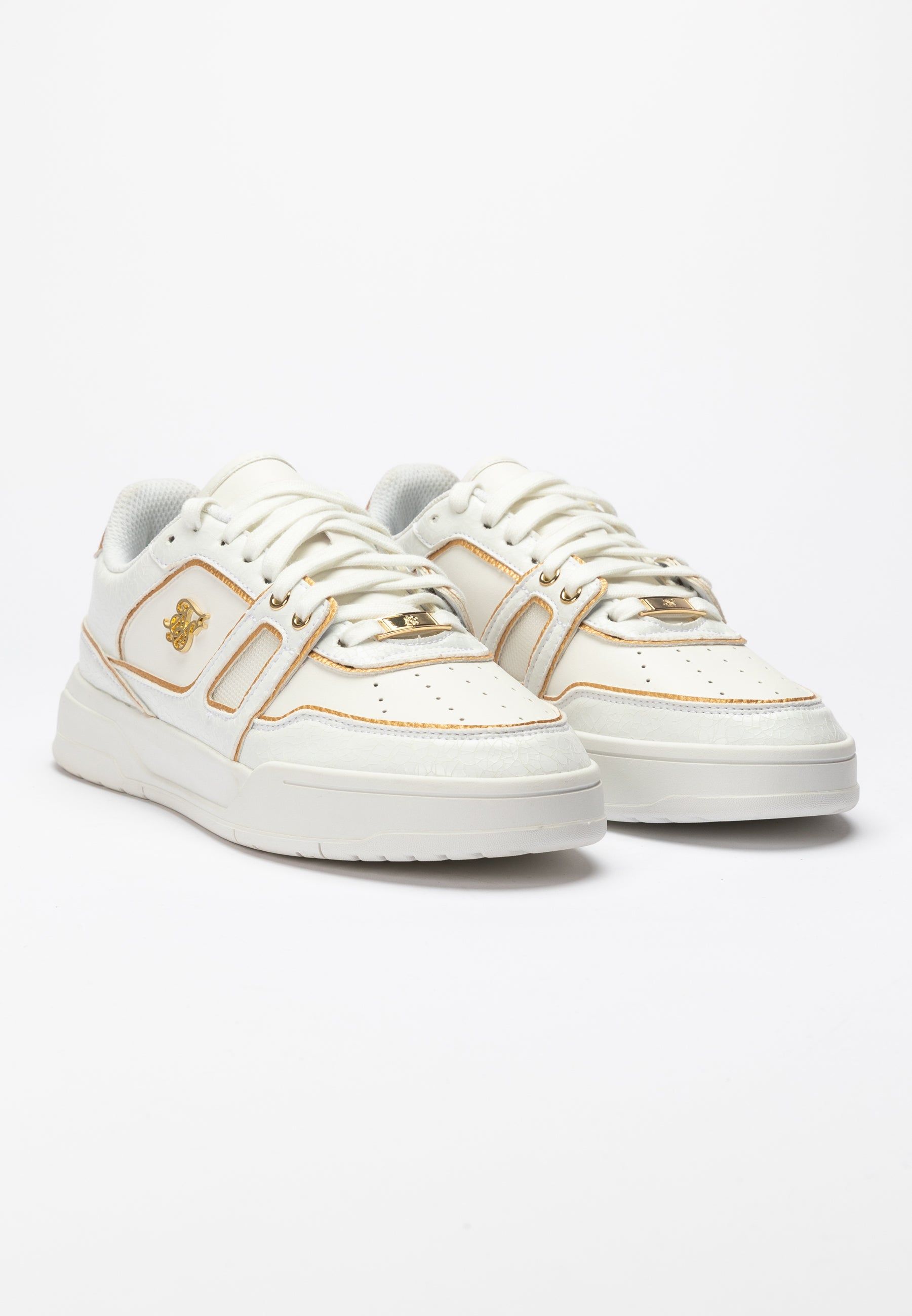 White And Gold Trimmed Low Top Court Trainer sold by Siksilk product image thumbnail 4
